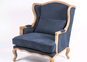 Bergere Chair – Navy Linen
